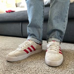 Red and off white adidas gazelle mens size 11